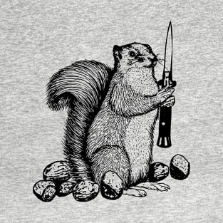 Don't Touch My Nuts Funny Squirrel Switchblade Knife T-Shirt